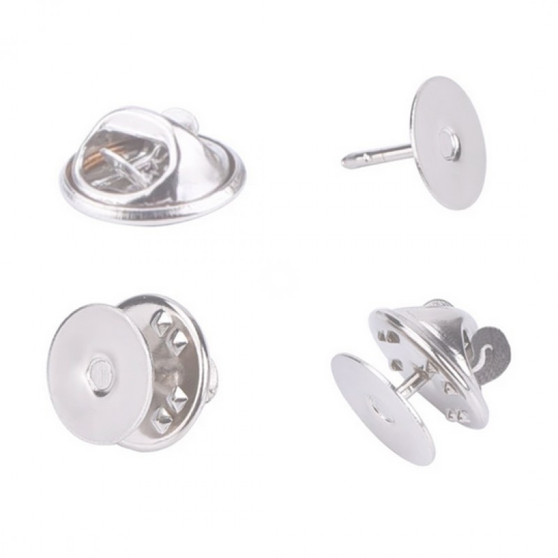 2 Supports Pin's Argentés pour Cabochon 10mm