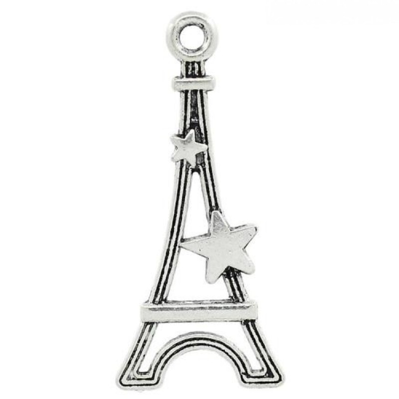 4 Breloques Tour Eiffel Argentées 29x13mm