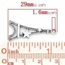4 Breloques Tour Eiffel Argentées 29x13mm