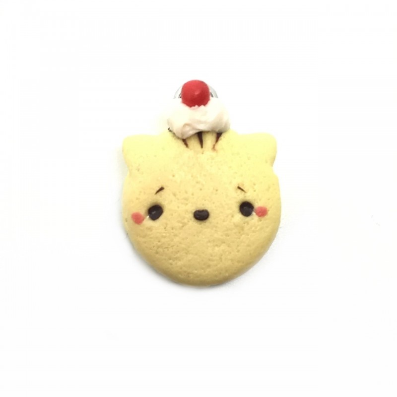 Breloque Macaron Chat en Pâte Polymère Fimo 20x16mm