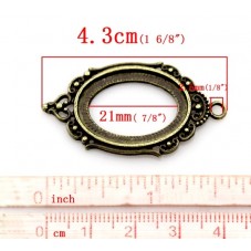 Support Pendentif Bronze Ajouré pour Cabochon Ovale 18x25mm