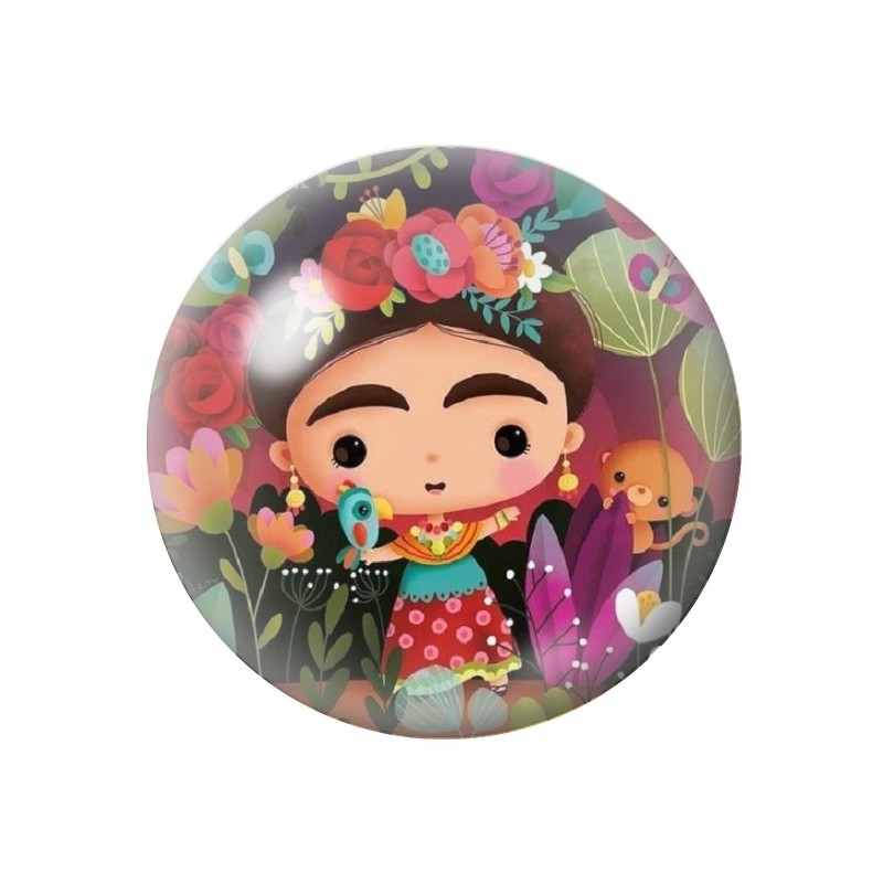 Cabochon en Verre Illustré Frida Kahlo 12 à 25mm