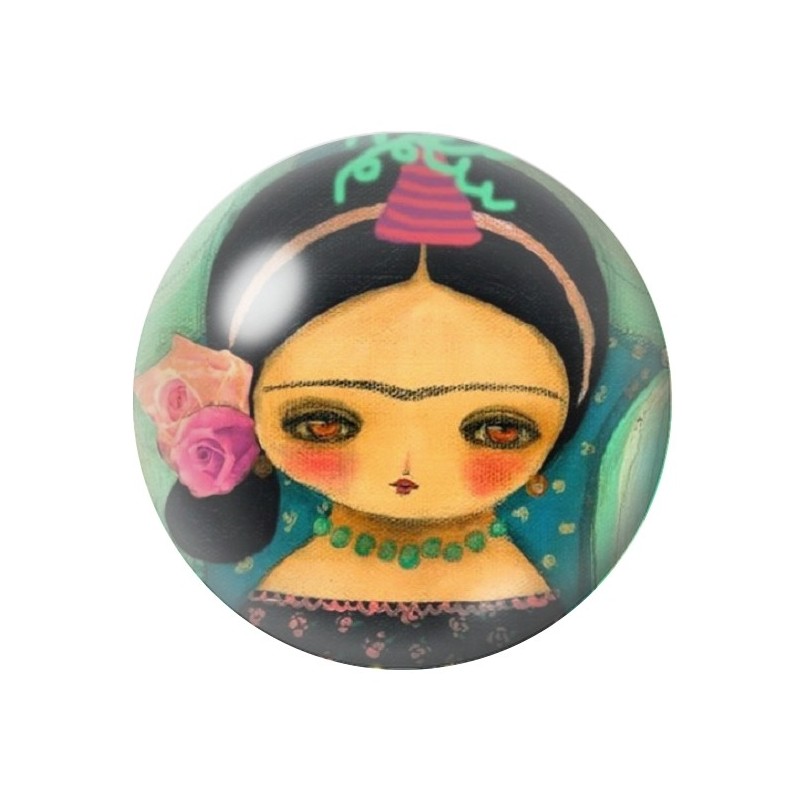 Cabochon en Verre Illustré Frida Kahlo 12 à 25mm