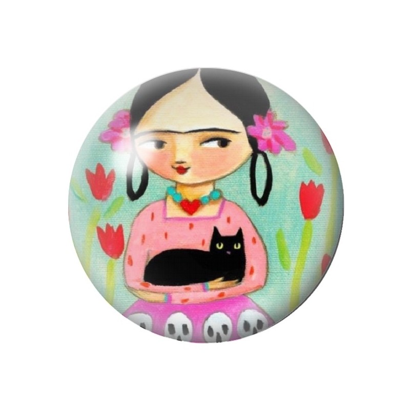 Cabochon en Verre Illustré Frida Kahlo 12 à 25mm