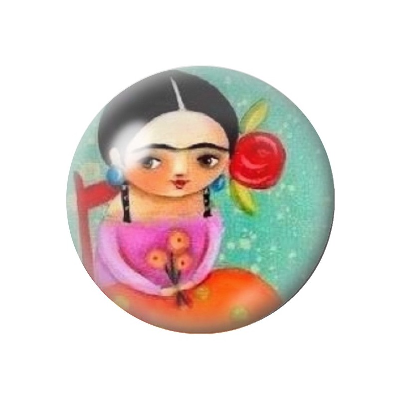 Cabochon en Verre Illustré Frida Kahlo 12 à 25mm