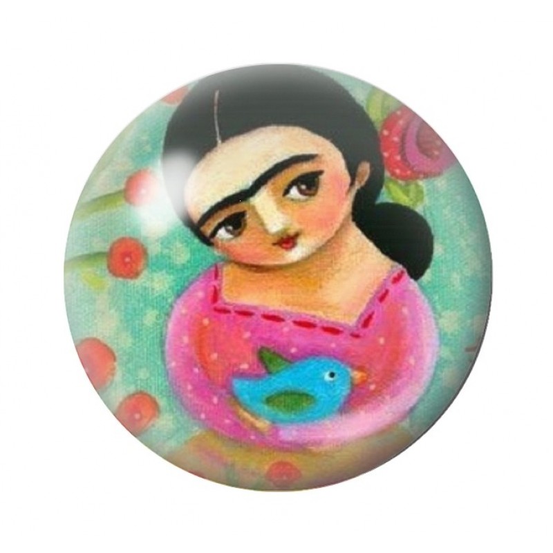 Cabochon en Verre Illustré Frida Kahlo 12 à 25mm