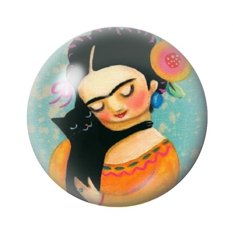 Cabochon en Verre Illustré Frida Kahlo 12 à 25mm