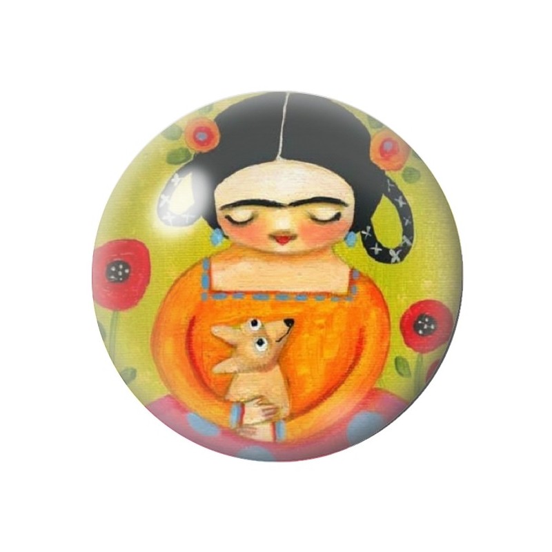 Cabochon en Verre Illustré Frida Kahlo 12 à 25mm