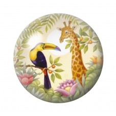  Cabochon en Verre Illustré Exotique Toucan Girafe 12 à 25mm pour la Création de Bijoux Fantaisie - DIY