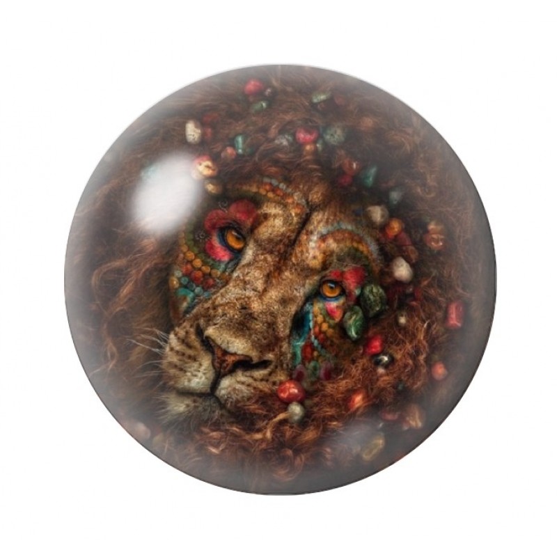 Cabochon en Verre Illustré Lion 12 à 25mm