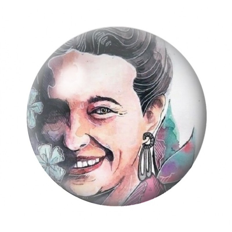 Cabochon en Verre Illustré Simone de Beauvoir 12 à 25mm