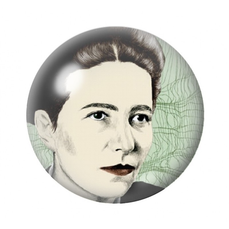 Cabochon en Verre Illustré Simone de Beauvoir 12 à 25mm