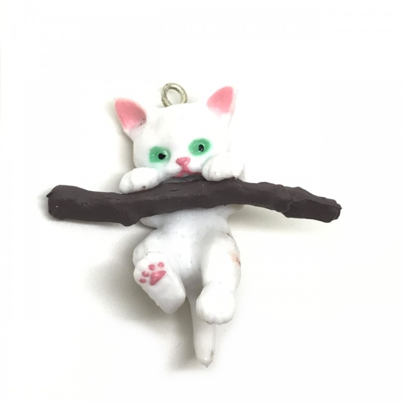 Breloque Chat sur une Branche en Résine 3D 43x42mm