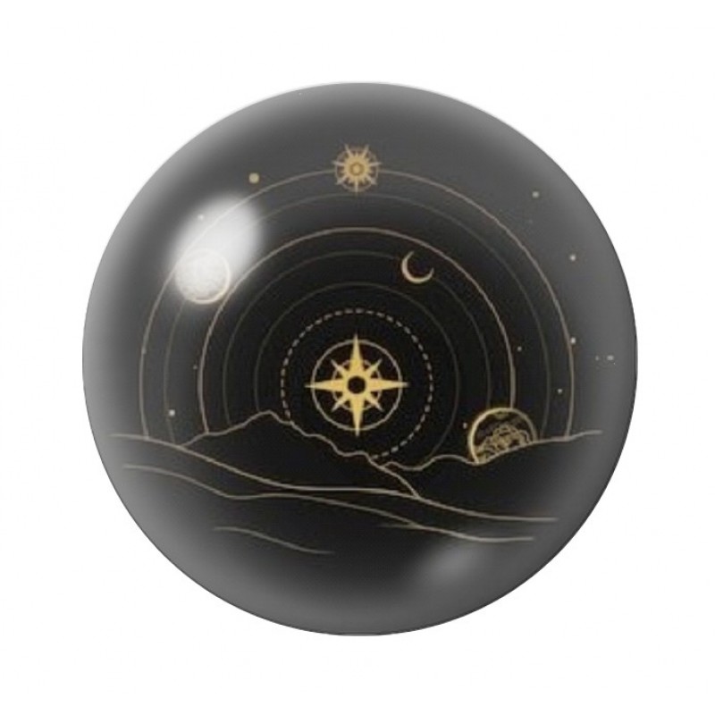 Cabochon en Verre Illustré Soleil Lune 12 à 25mm