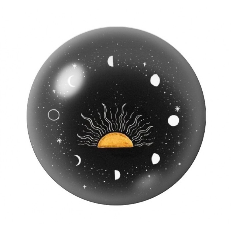 Cabochon en Verre Illustré Soleil Lune 12 à 25mm