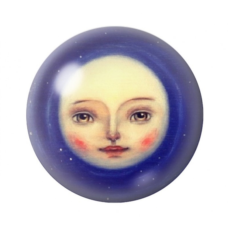 Cabochon en Verre Illustré Lune 12 à 25mm