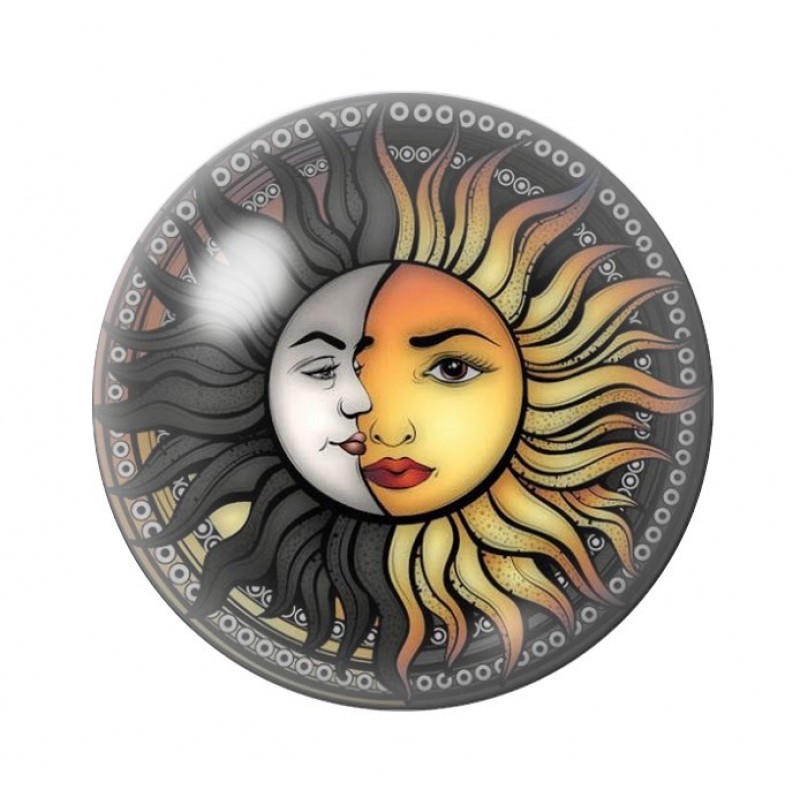 Cabochon en Verre Illustré Soleil Lune 12 à 25mm