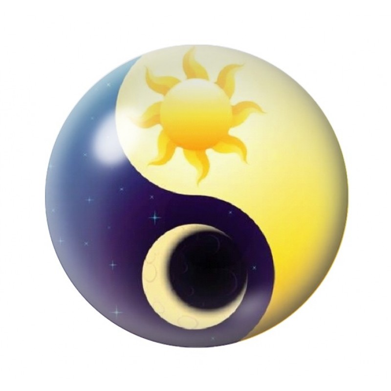 Cabochon en Verre Illustré Soleil Lune Yin Yang 12 à 25mm