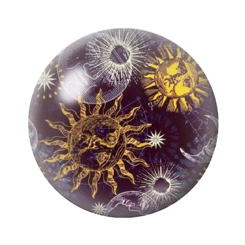 Cabochon en Verre Illustré Soleil Lune 12 à 25mm