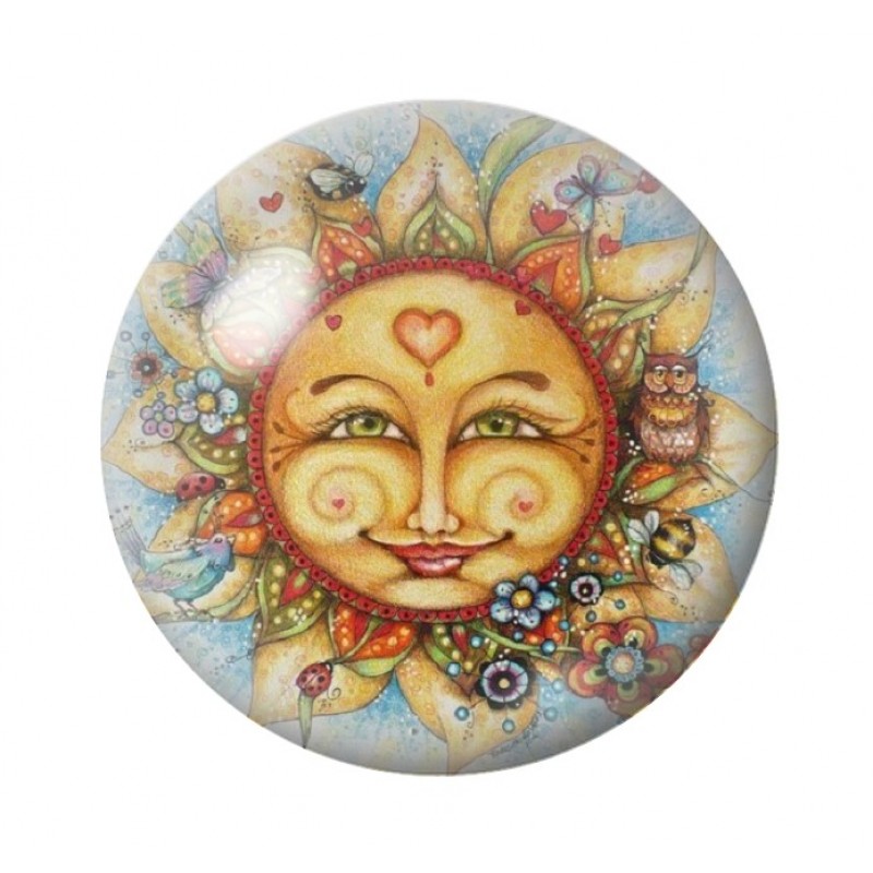 Cabochon en Verre Illustré Soleil 12 à 25mm