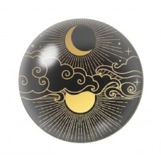 Cabochon en Verre Illustré Soleil Lune 12 à 25mm pour la Création de Bijoux Fantaisie - DIY