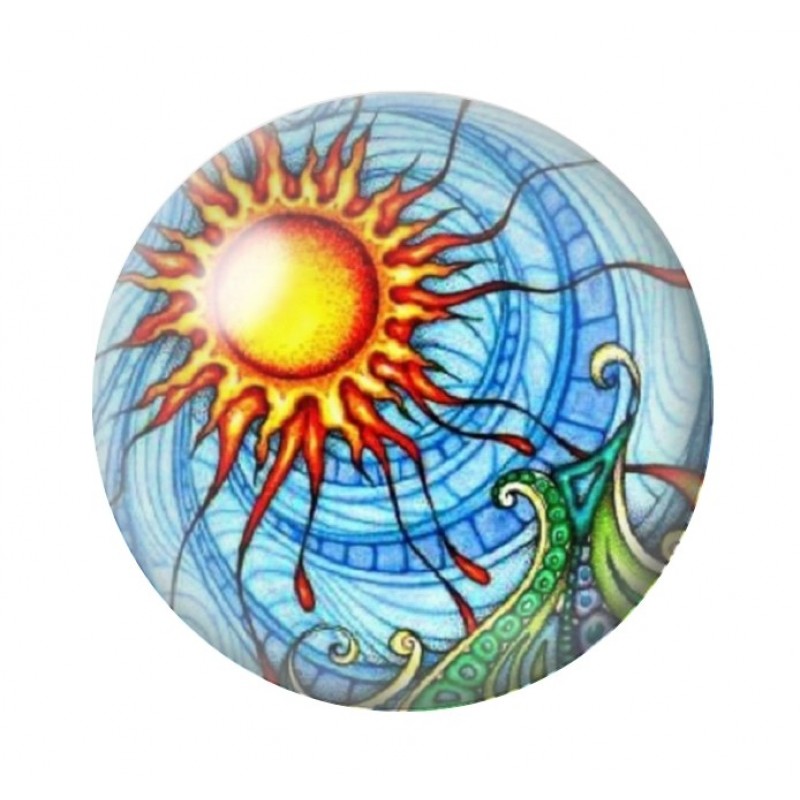 Cabochon en Verre Illustré Soleil 12 à 25mm