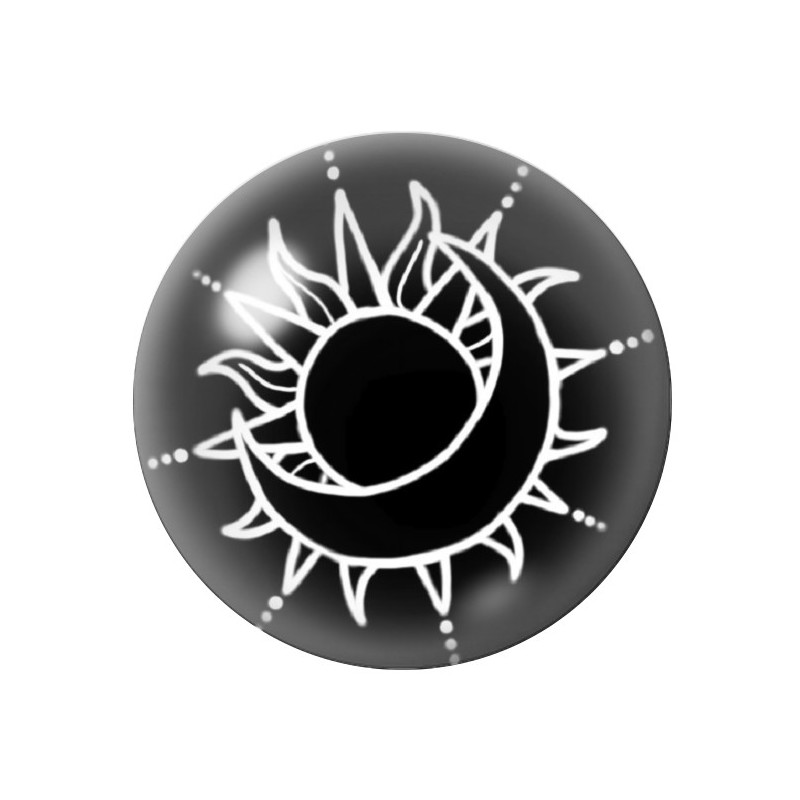 Cabochon en Verre Illustré Soleil Lune 12 à 25mm