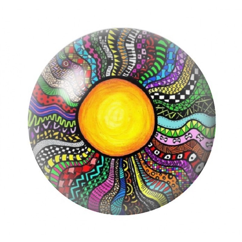 Cabochon en Verre Illustré Soleil 12 à 25mm