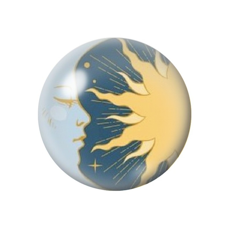 Cabochon en Verre Illustré Soleil Lune 12 à 25mm