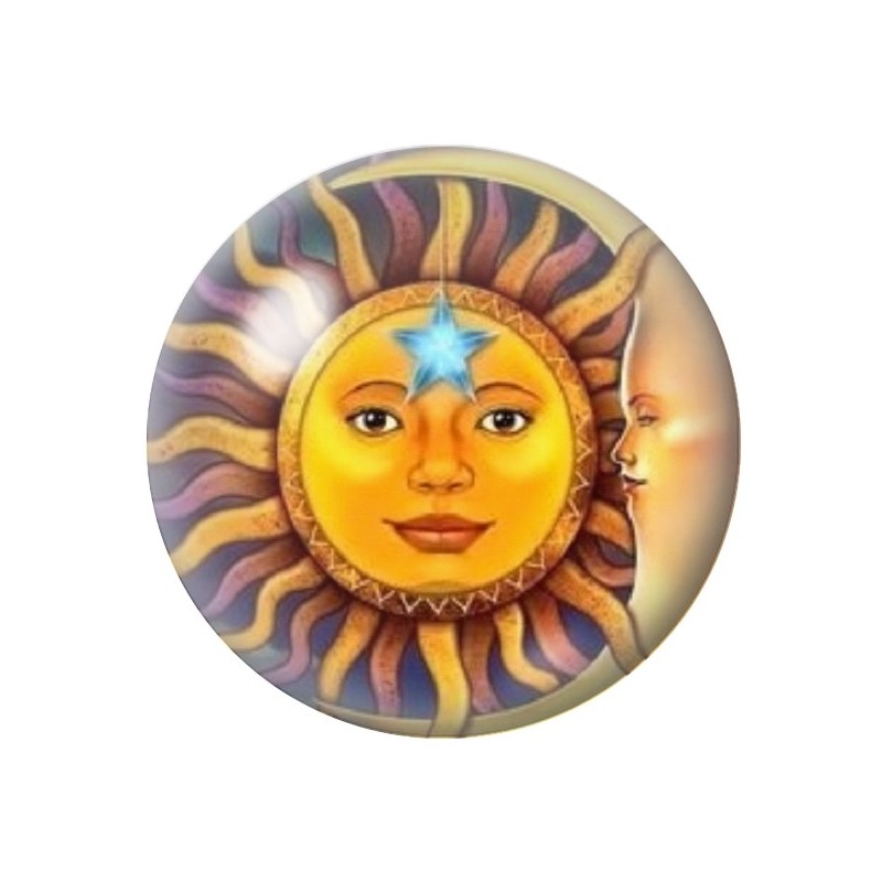 Cabochon en Verre Illustré Soleil Lune 12 à 25mm