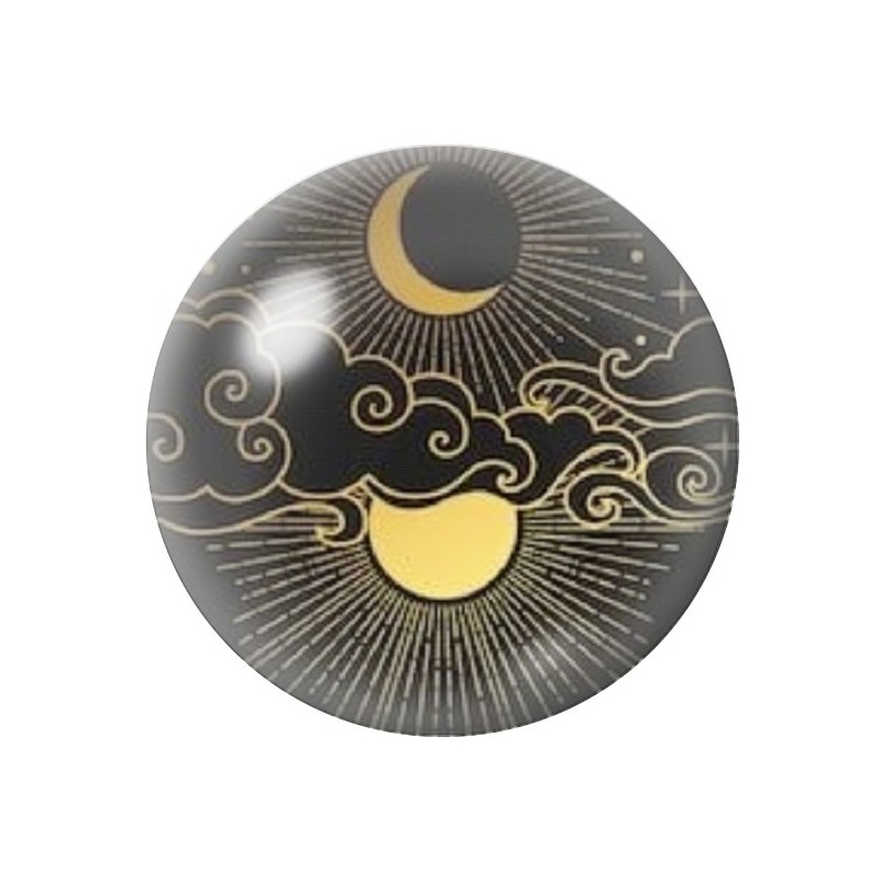 Cabochon en Verre Illustré Soleil Lune 12 à 25mm