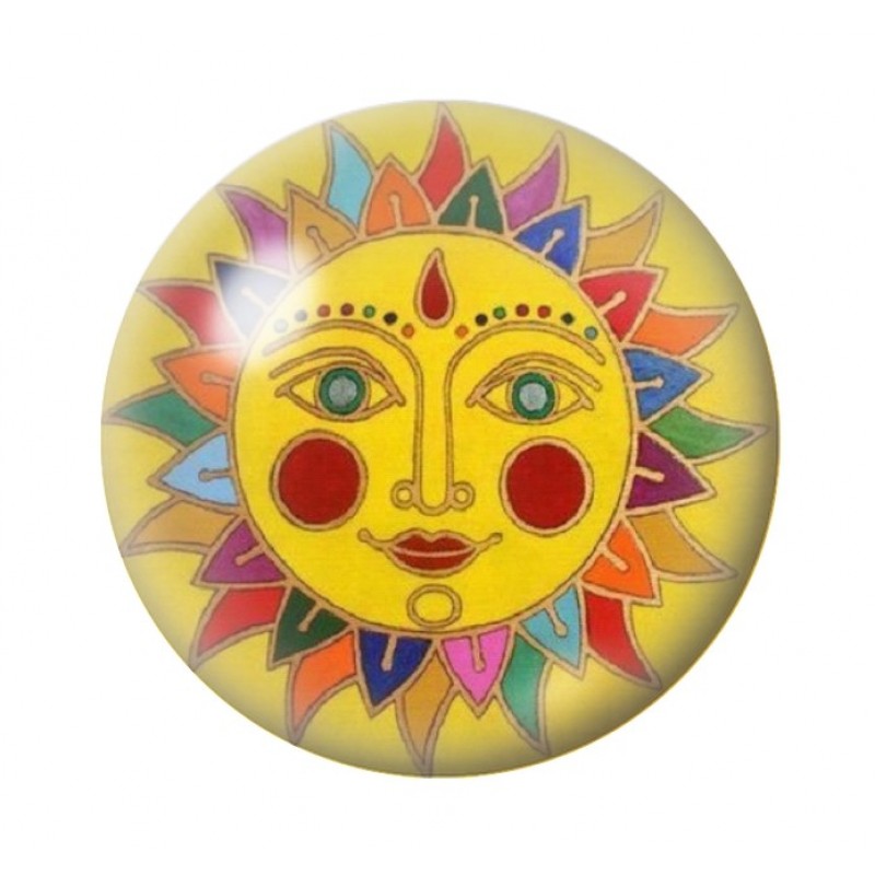 Cabochon en Verre Illustré Soleil 12 à 25mm