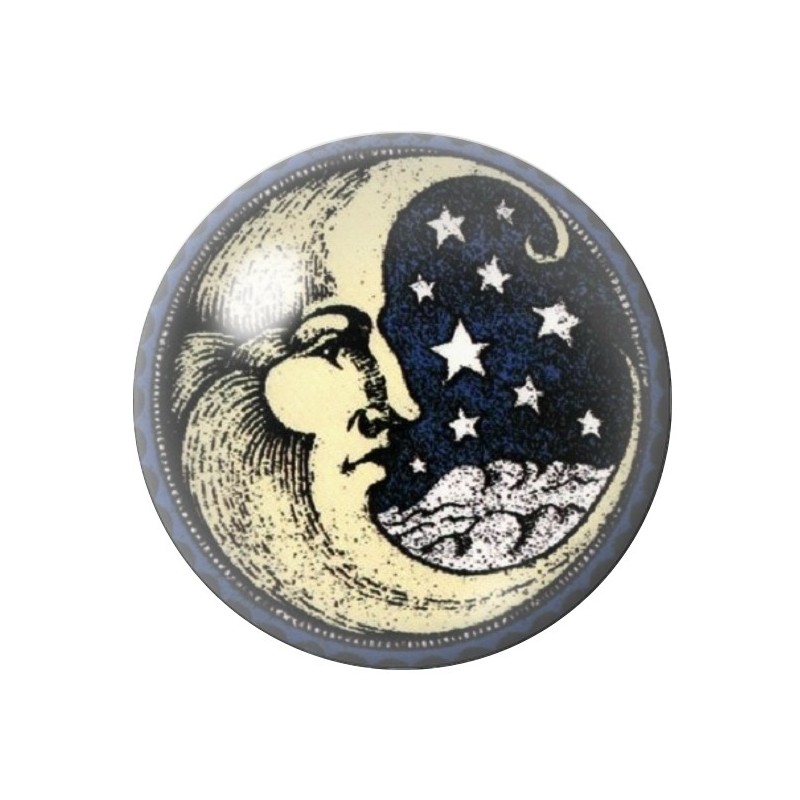 Cabochon en Verre Illustré Lune 12 à 25mm