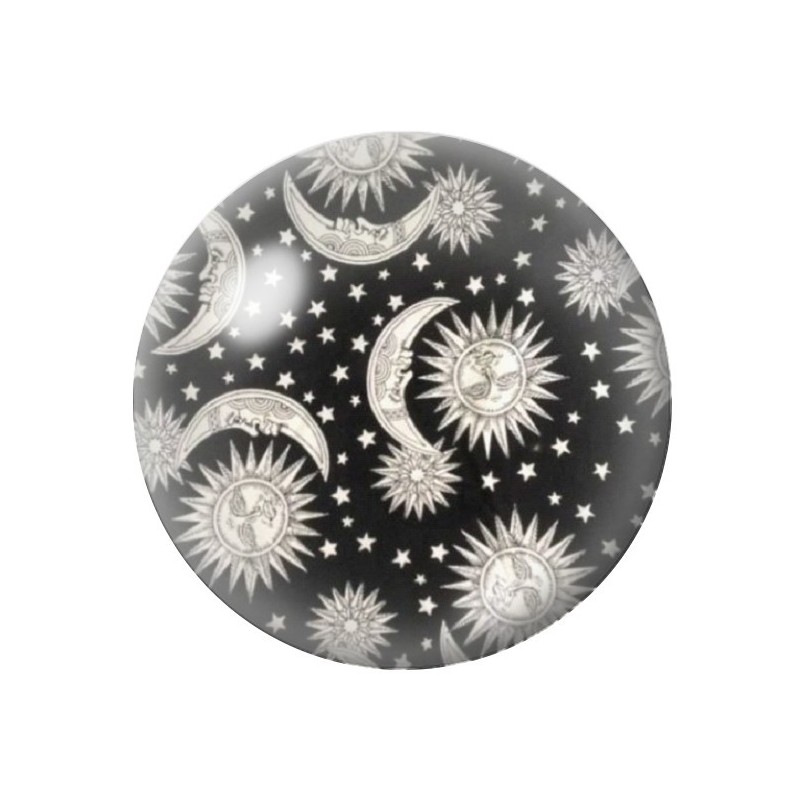 Cabochon en Verre Illustré Soleil Lune 12 à 25mm