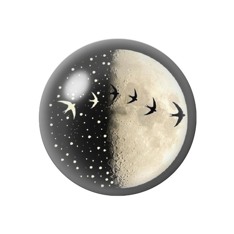 Cabochon en Verre Illustré Lune 12 à 25mm