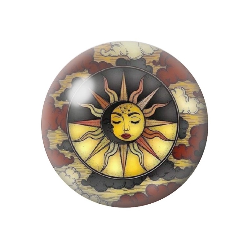 Cabochon en Verre Illustré Soleil Lune 12 à 25mm