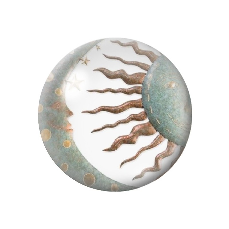 Cabochon en Verre Illustré Soleil Lune 12 à 25mm