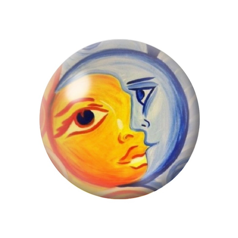 Cabochon en Verre Illustré Soleil Lune 12 à 25mm