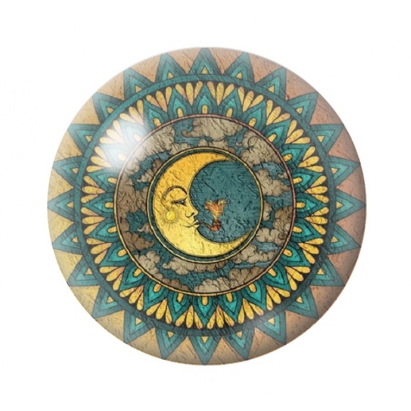 Cabochon en Verre Illustré Lune 12 à 25mm