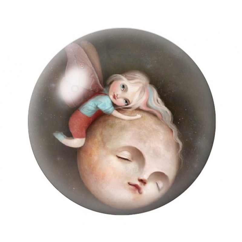 Cabochon en Verre Illustré Lune Enfant 12 à 25mm
