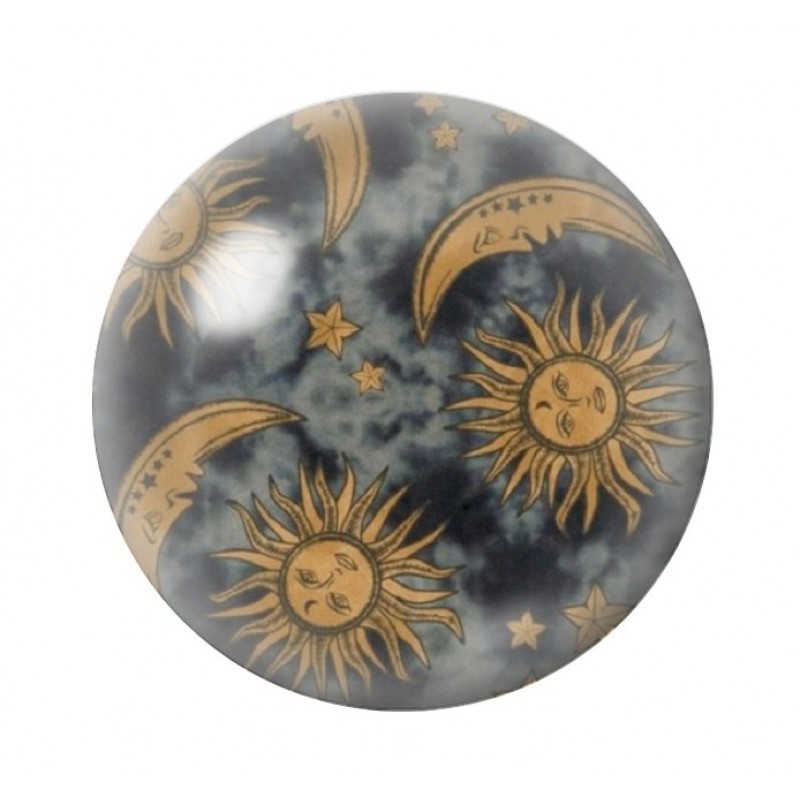 Cabochon en Verre Illustré Soleil Lune 12 à 25mm