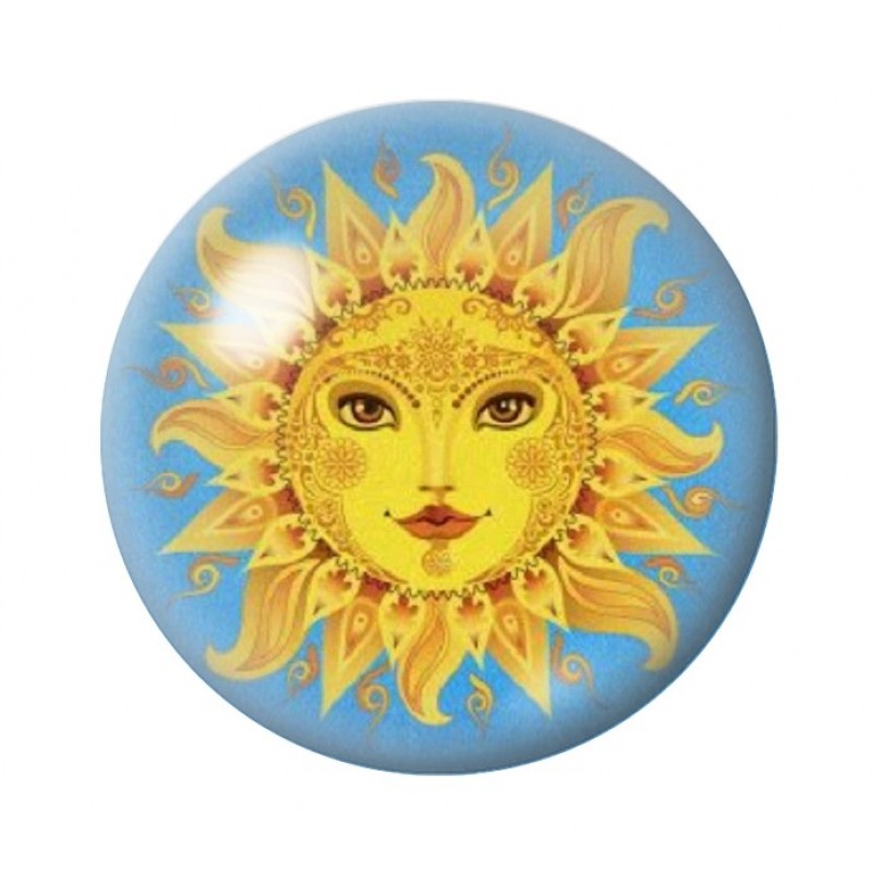 Cabochon en Verre Illustré Soleil 12 à 25mm