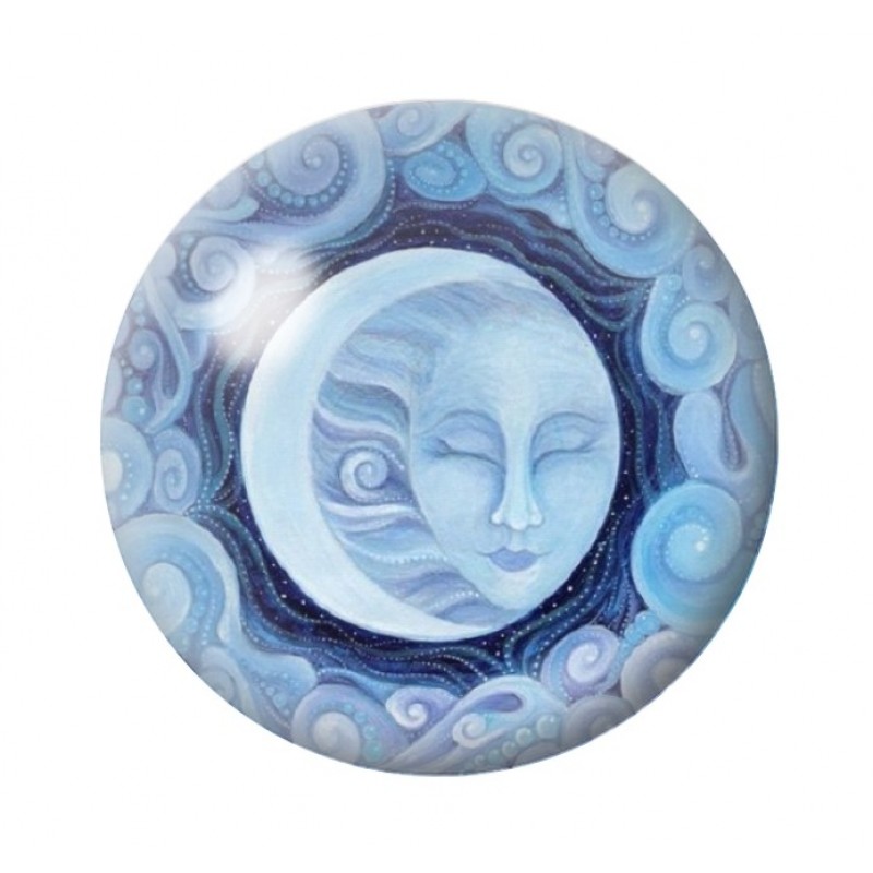 Cabochon en Verre Illustré Soleil Lune 12 à 25mm