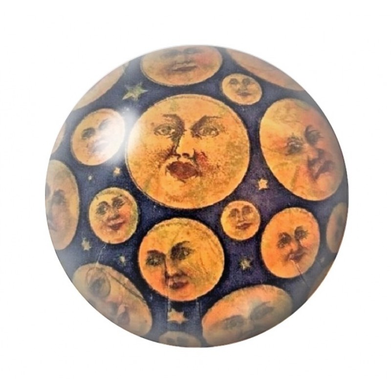 Cabochon en Verre Illustré Soleil Lune 12 à 25mm