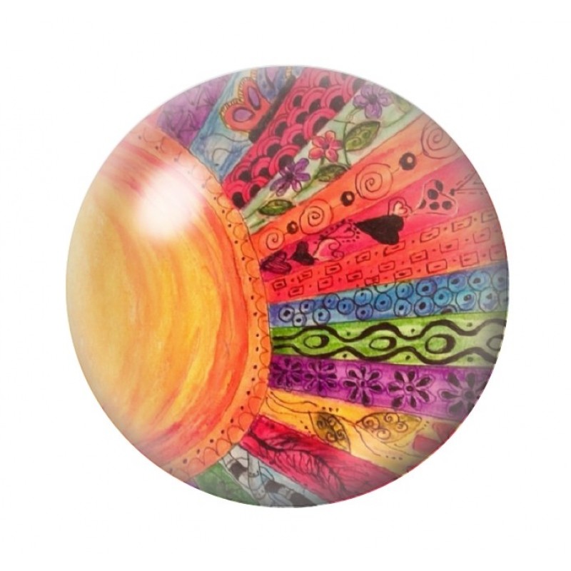 Cabochon en Verre Illustré Soleil 12 à 25mm