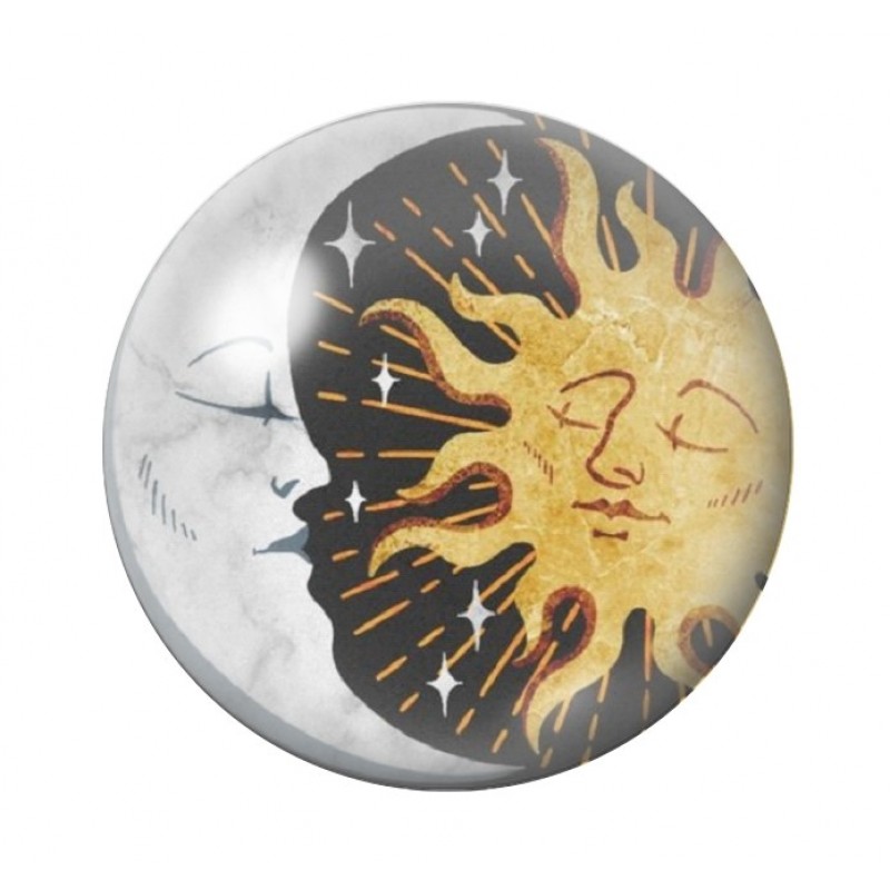 Cabochon en Verre Illustré Soleil Lune 12 à 25mm