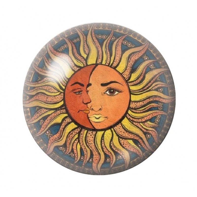 Cabochon en Verre Illustré Soleil Lune 12 à 25mm
