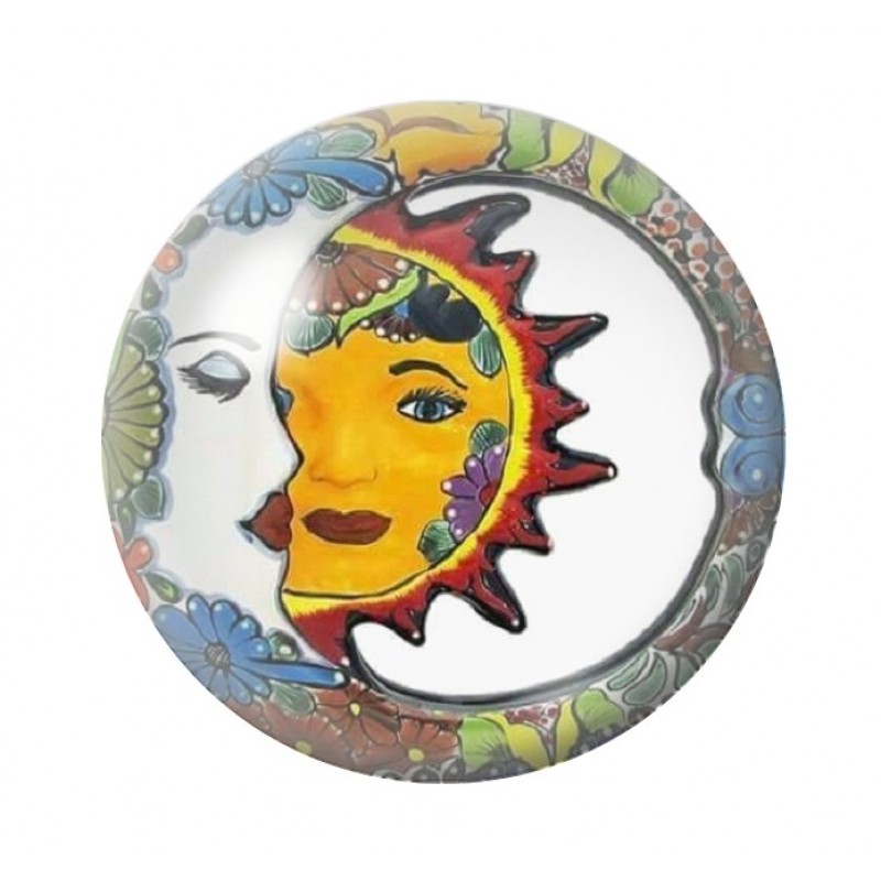 Cabochon en Verre Illustré Soleil Lune 12 à 25mm