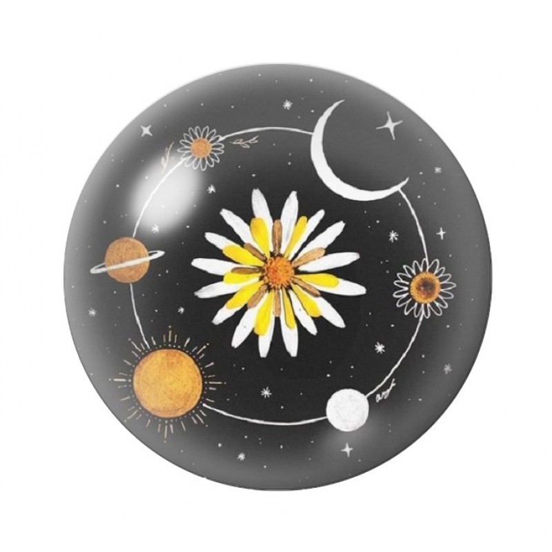 Cabochon en Verre Illustré Soleil Lune 12 à 25mm