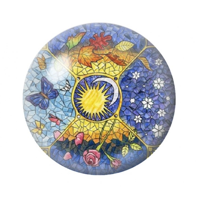 Cabochon en Verre Illustré Soleil Lune 12 à 25mm